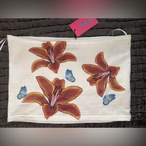 Edikted Floral Tube Top with Butterflies size M-Brand New w tags